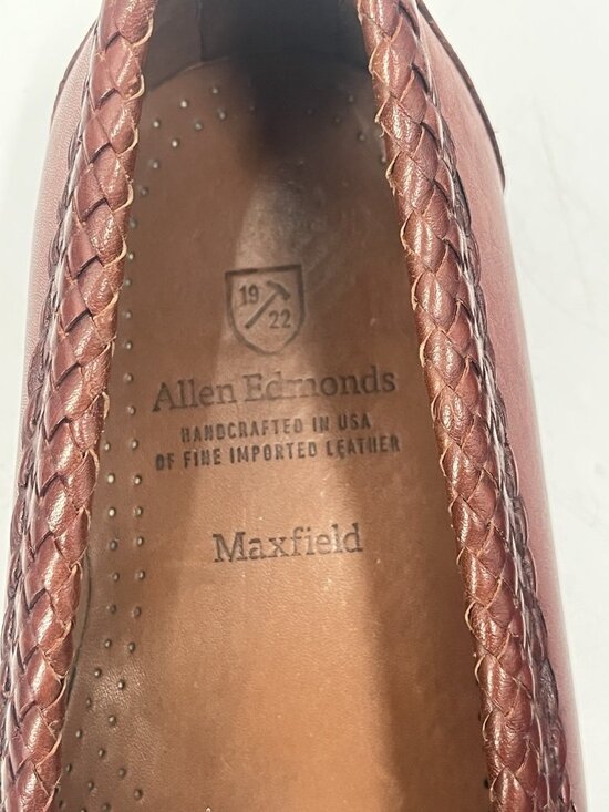 Allen Edmonds Maxfield Tassel Loafers Sz 11.5 D Brown Leather Woven Trim USA main image 4